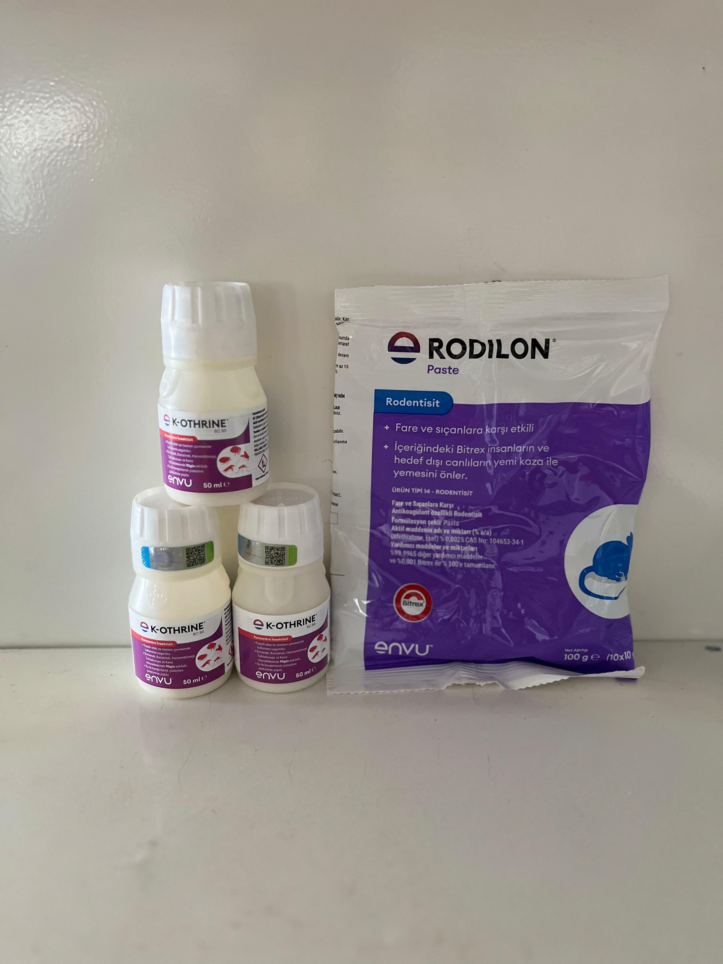 3 Adet K-Othrine SC 50 Sinek İlacı + Rodilon Paste Fare Yemi 4'lü Avantaj Set