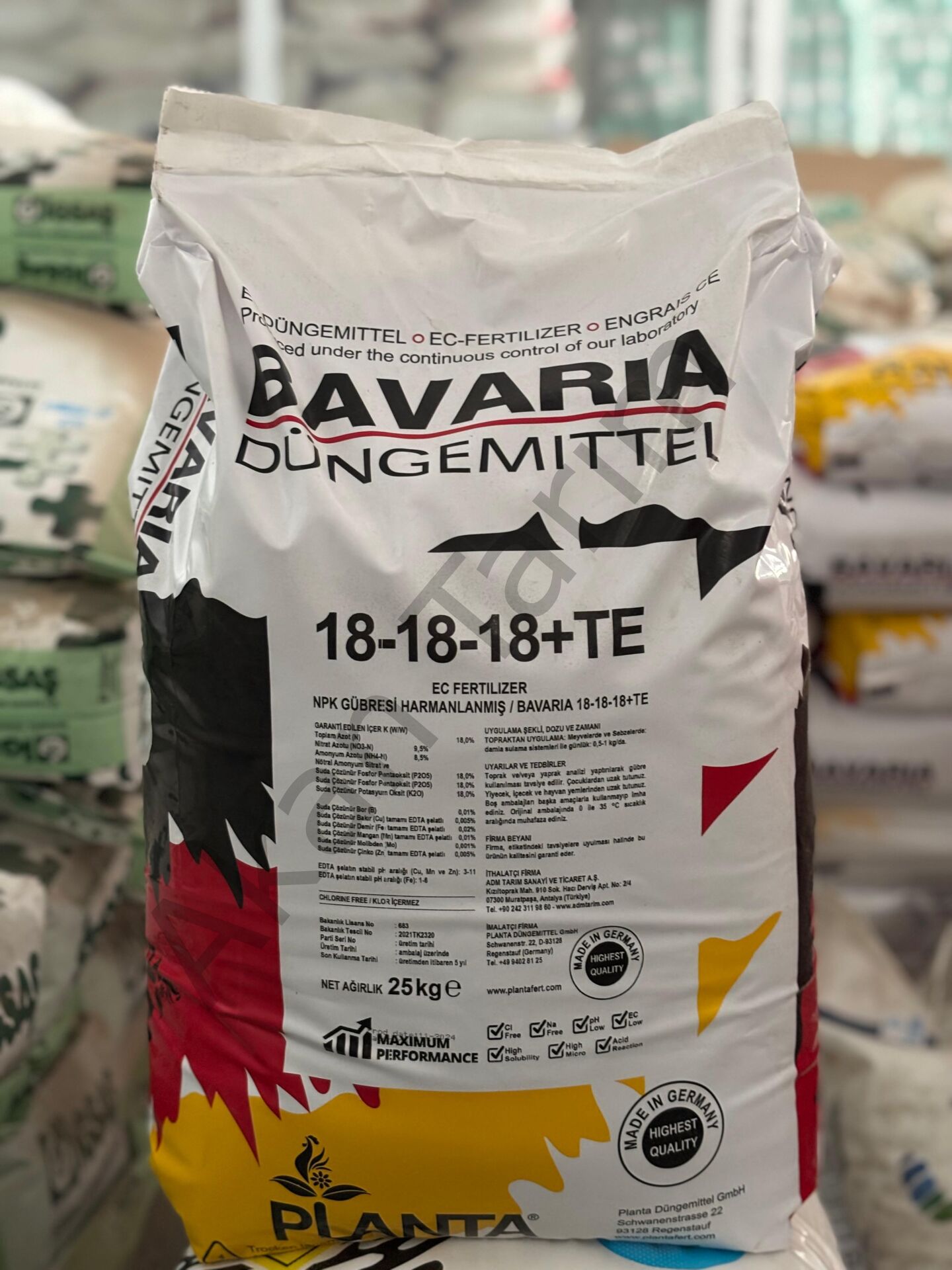 BAVARIA 18-18-18 Dengeli NPK Gübre 25 Kg