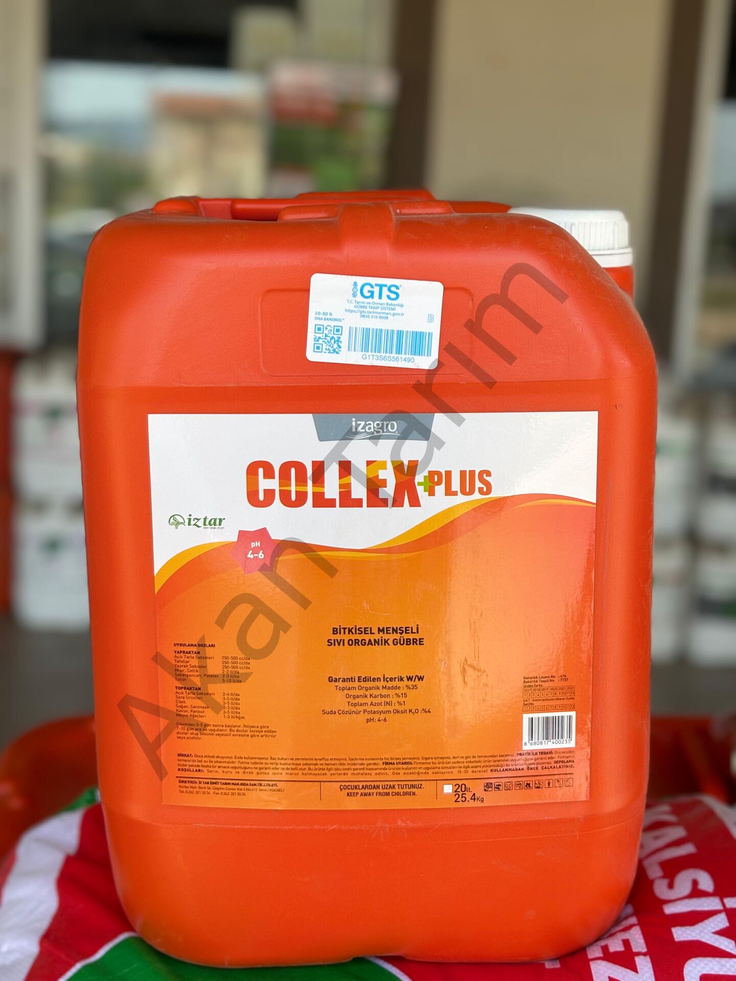 İZAGRO Collex Plus Potasyum Katkılı Bitkisel Menşeili Sıvı Organik Gübre 20 Litre