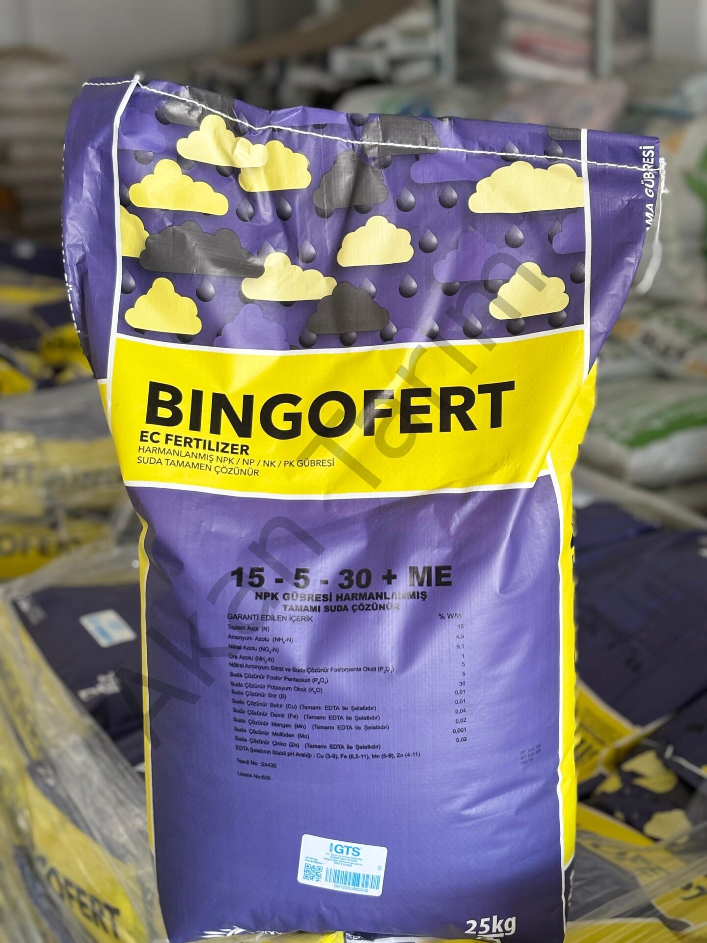 2000 Tarım Bingofert 15-5-30 + ME Klorsuz NPK Damlama Gübresi – 25 Kg