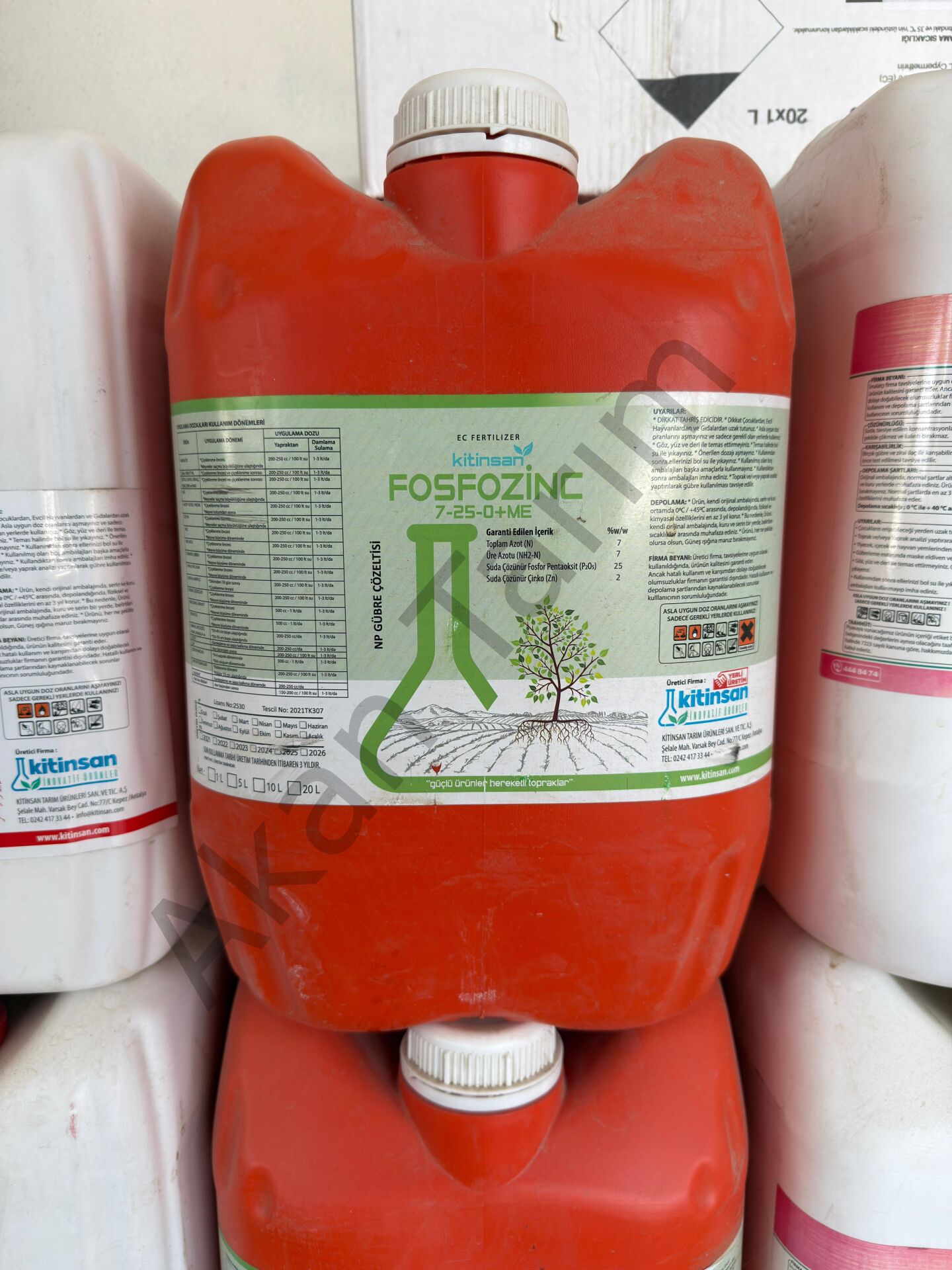 Fosfozinc Sıvı Fosfor ve Çinko içerikli Çiçeklendirici ve Köklendirici Sıvı Damlama Gübresi 20 Litre