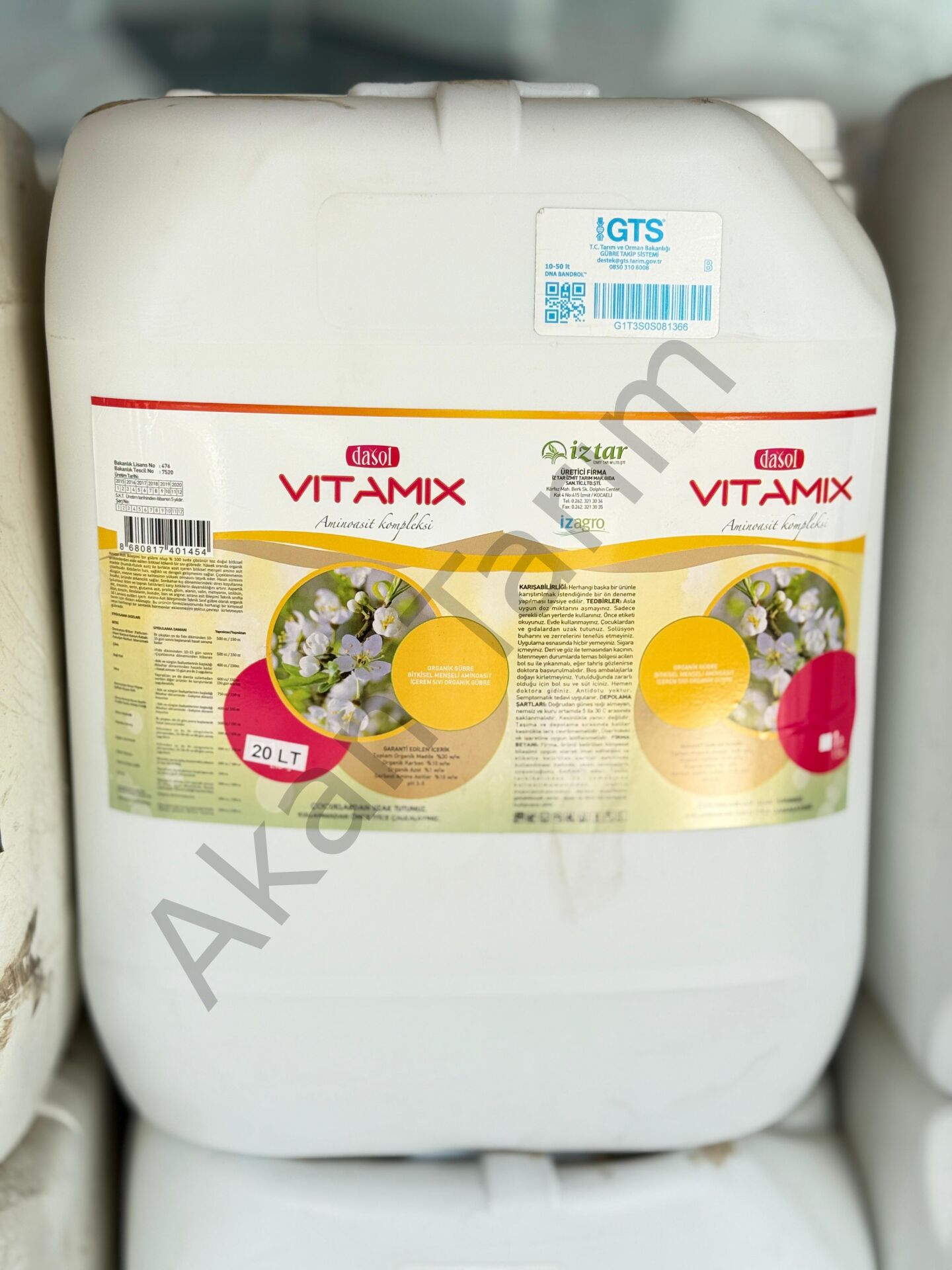 İztar Dasol Vitamix | Bitkisel Menşeili Aminoasit kompleksi | Sıvı Gübre 20 Lt