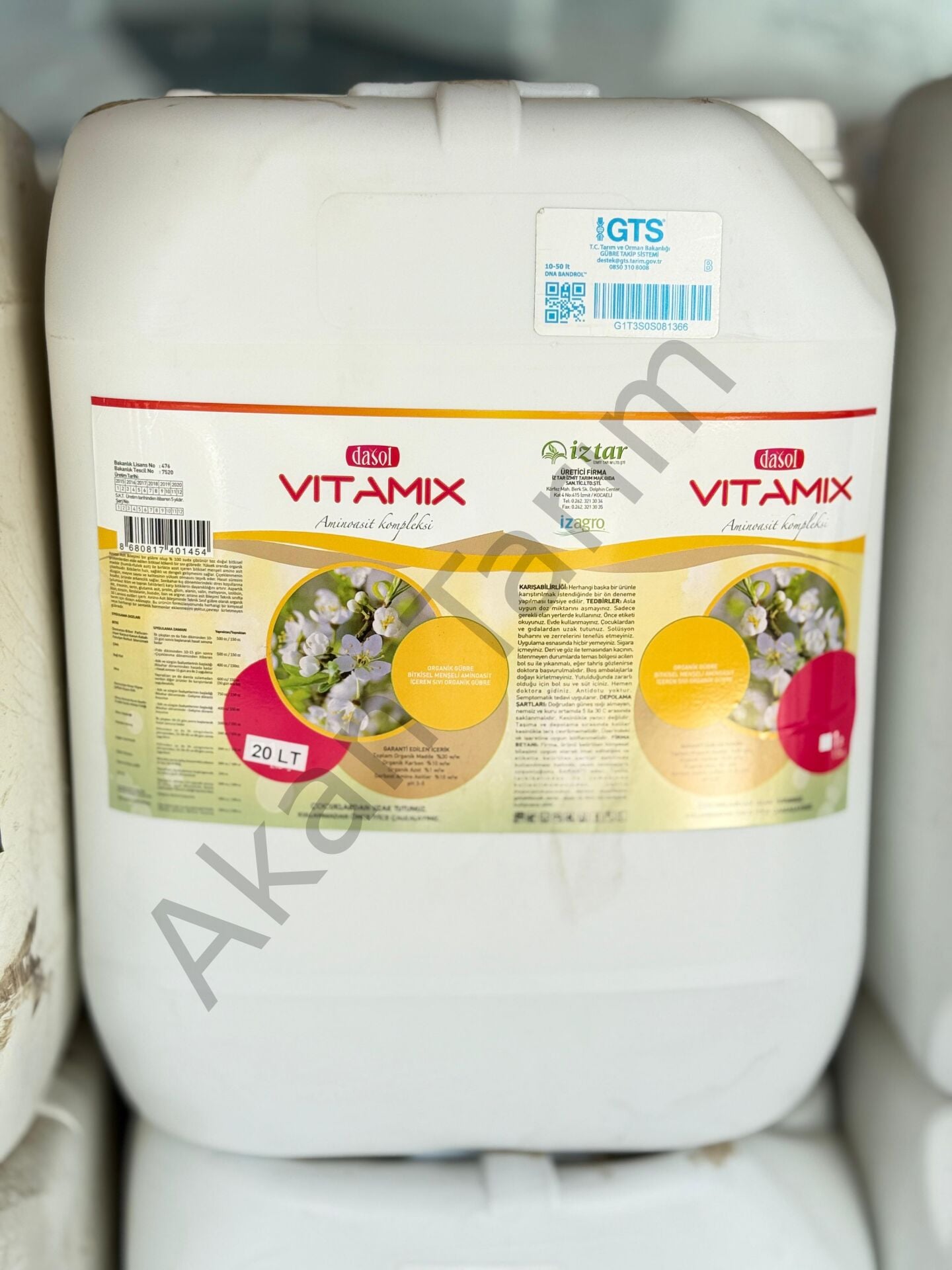İztar Dasol Vitamix | Bitkisel Menşeili Aminoasit kompleksi | Sıvı Gübre 20 Lt