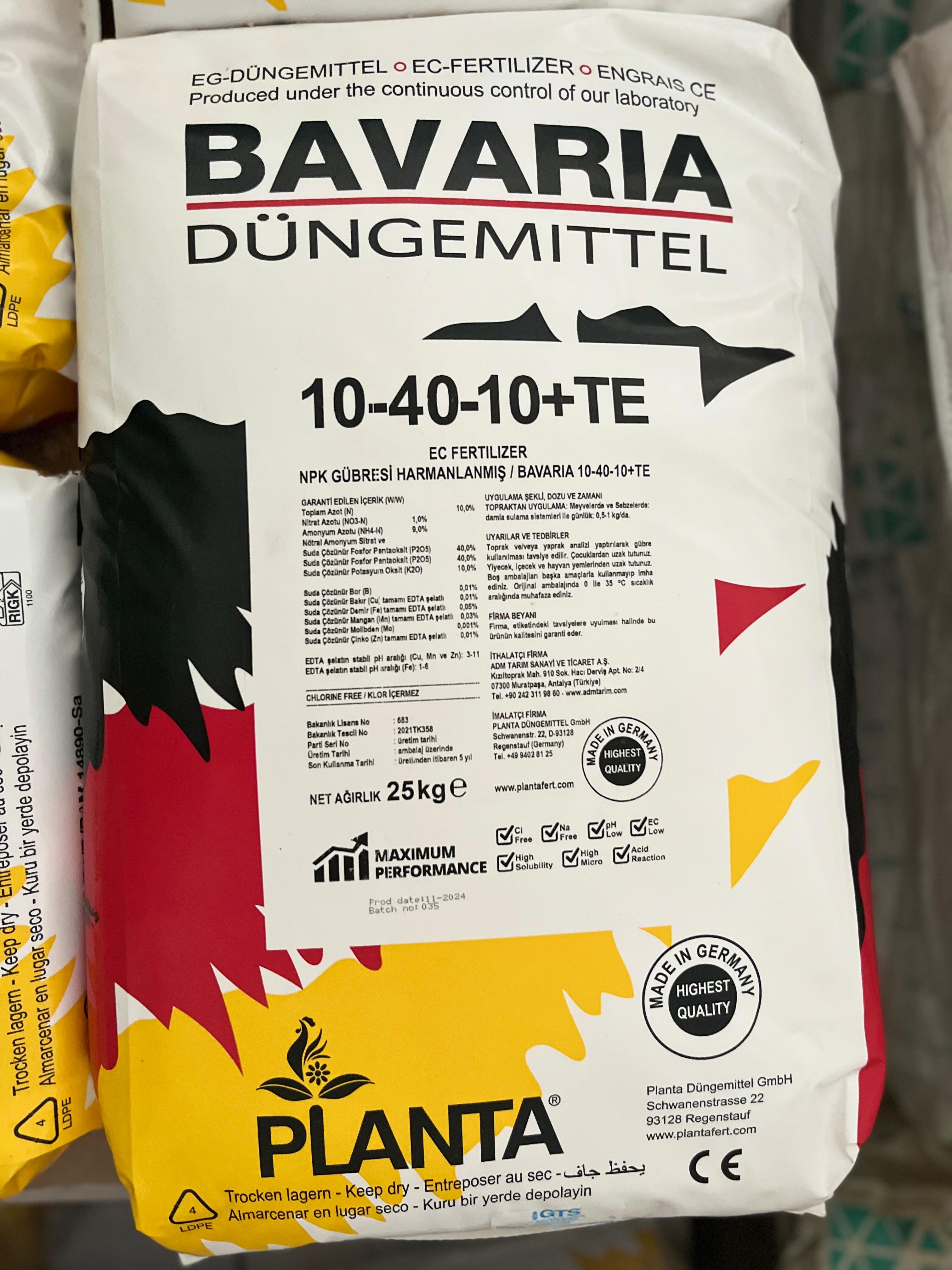 BAVARIA 10-40-10 NPK Gübre 25 Kg