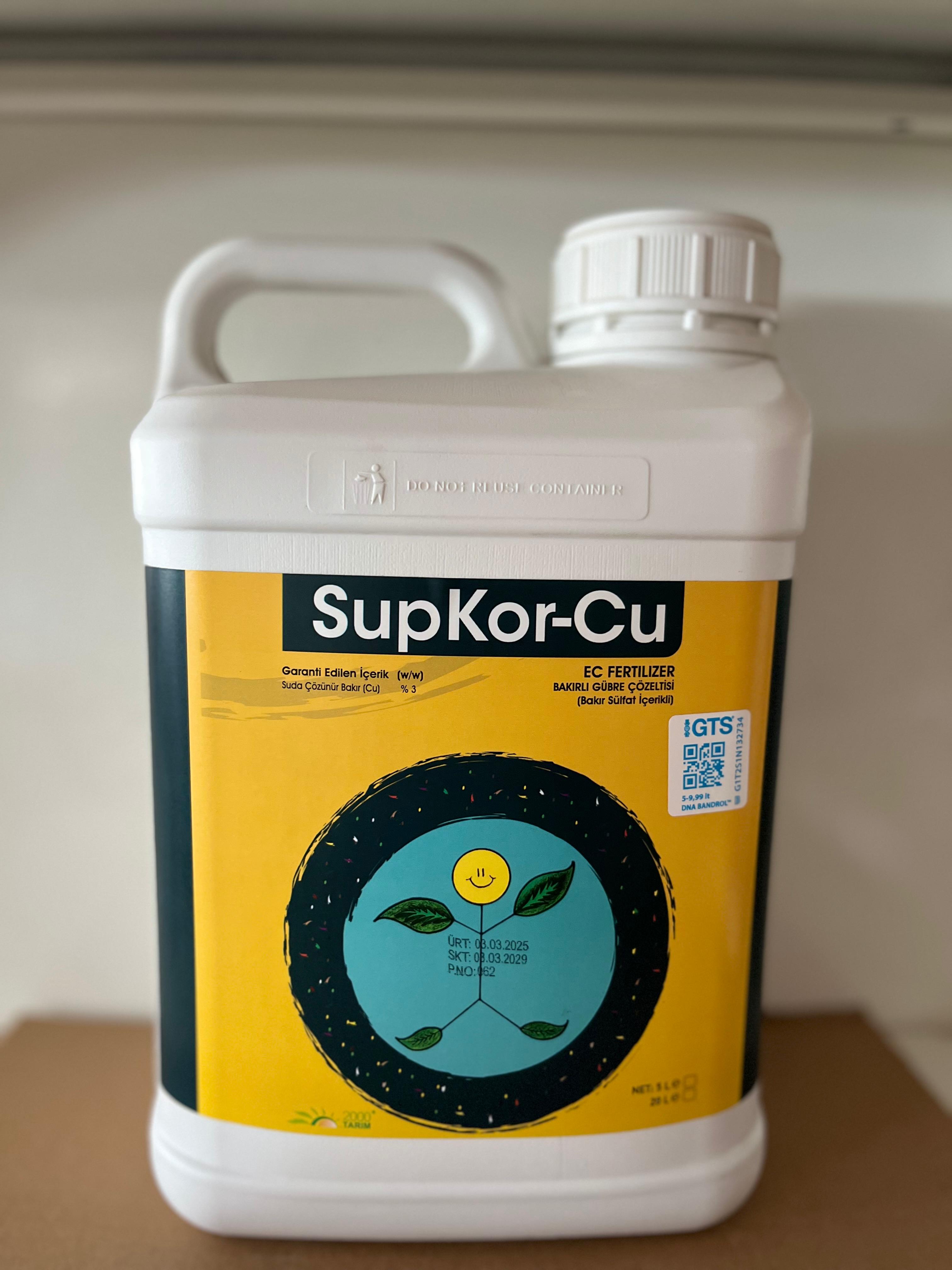 SupKor-Cu | Kök İyileştirici| Bakır Sülfat içerikli Sıvı Gübre Çözeltisi 5 Litre