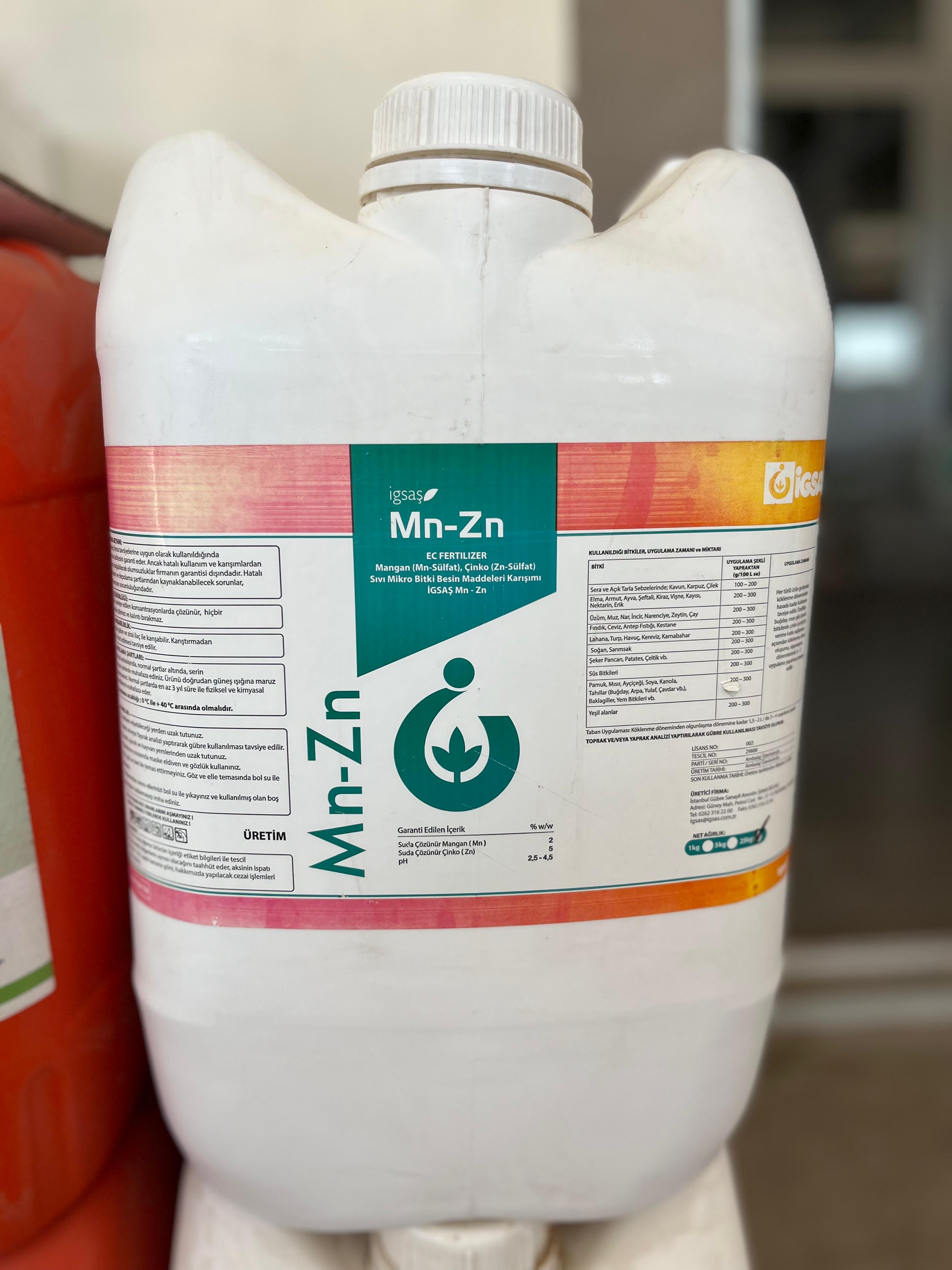 İgsaş Mn-Zn Mangan Çinko içerikli Sıvı Gübre 20 Litre | İGSAŞ Tüm