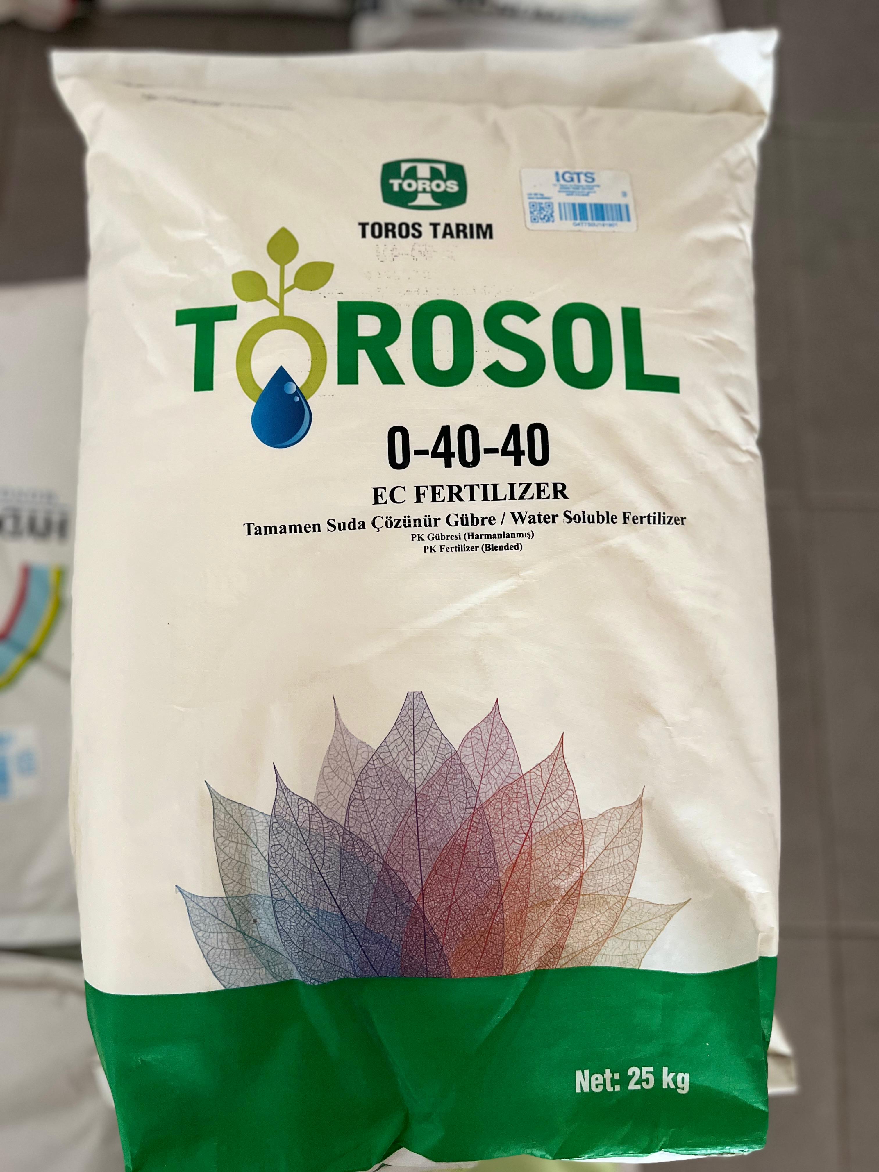 Torosol 0-40-40 Çiçeklendirici - Büyüme Baskılayıcı PK Gübresi 25 KG