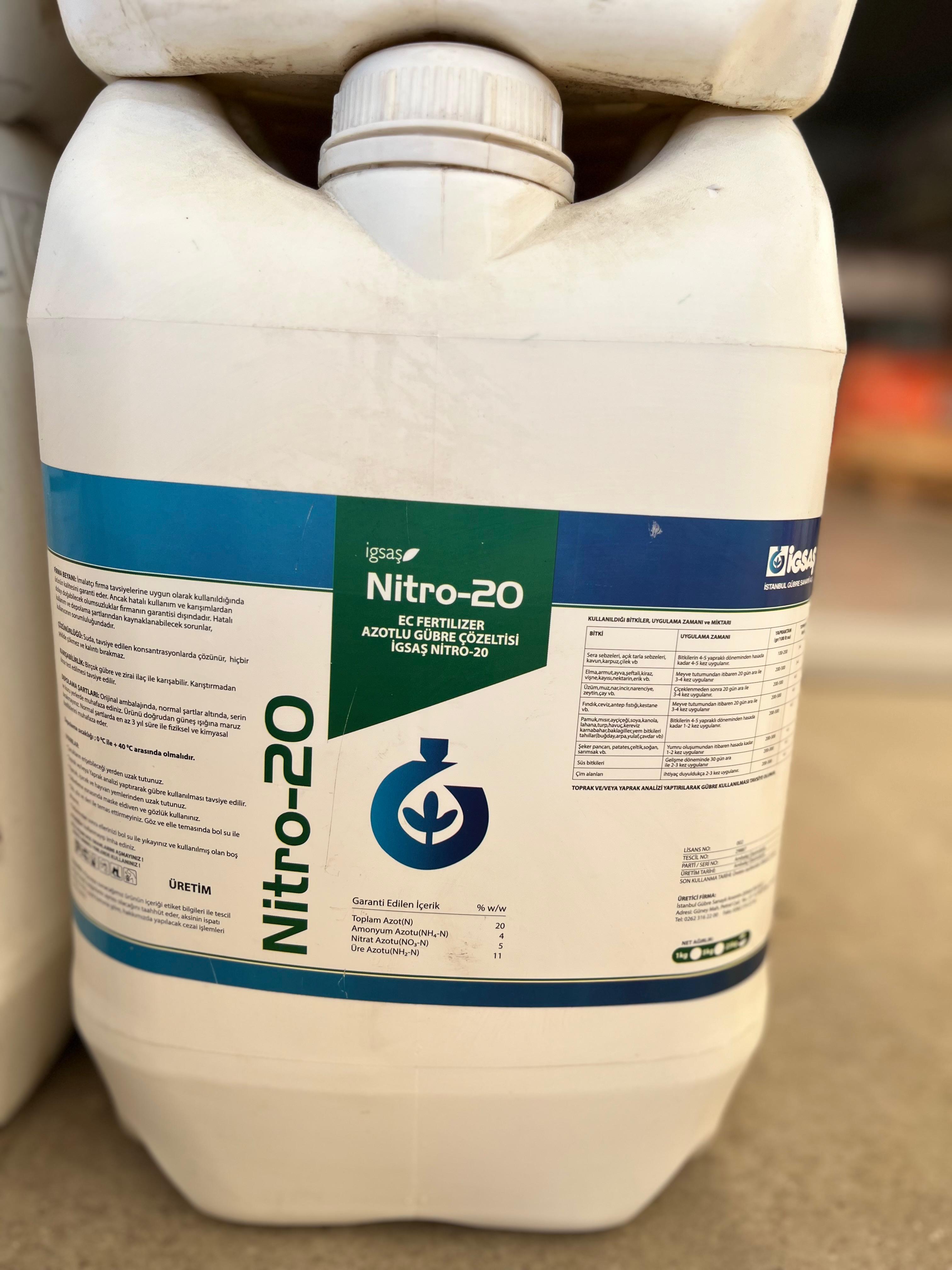 İgsaş Nitro-20 Azotlu Sıvı Gübre Çözeltisi 20 Litre