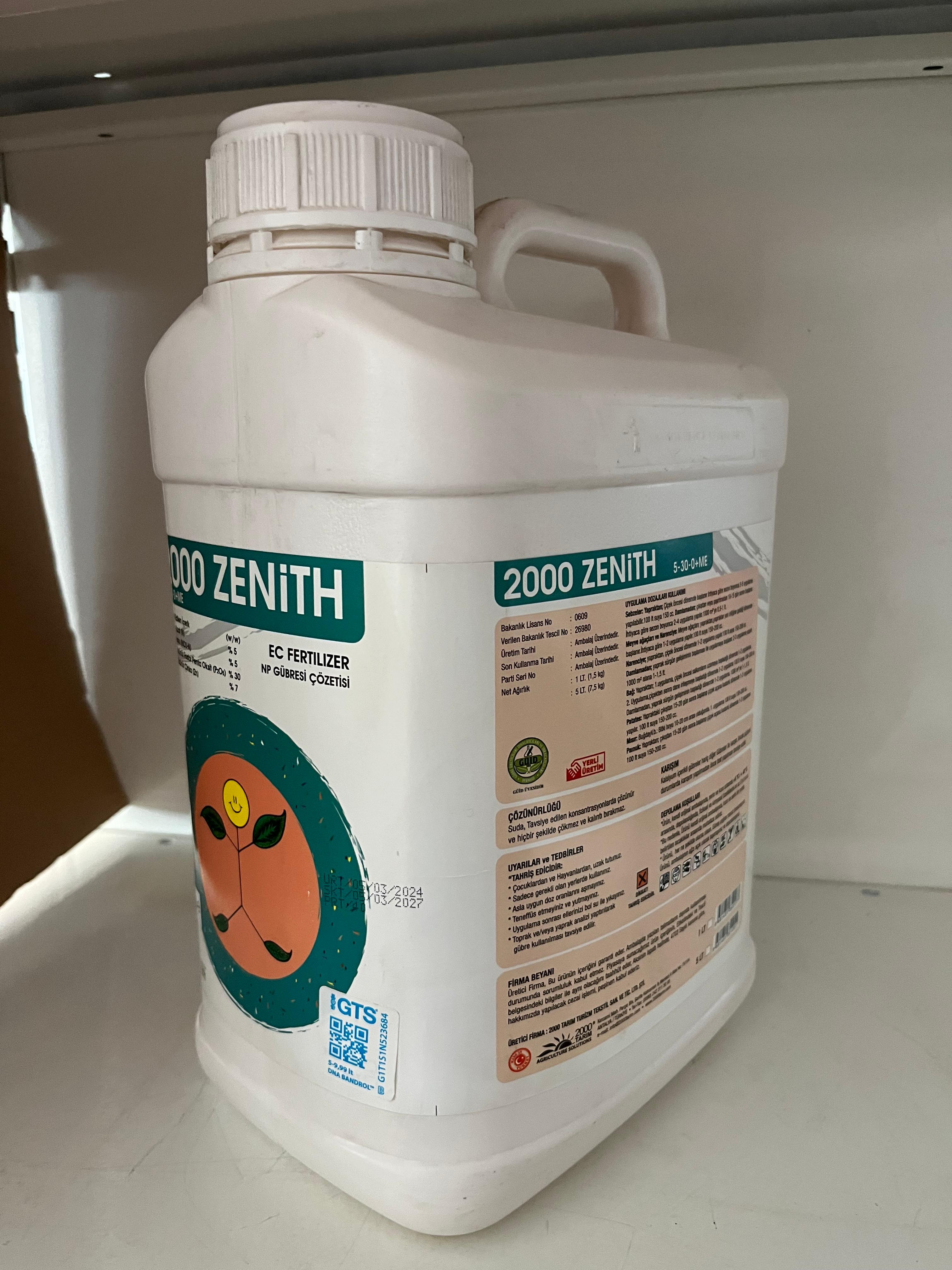 2000 Zenith 5-30-0 Çiçeklendirici NP İçerikli Sıvı Gübre 5 Litre