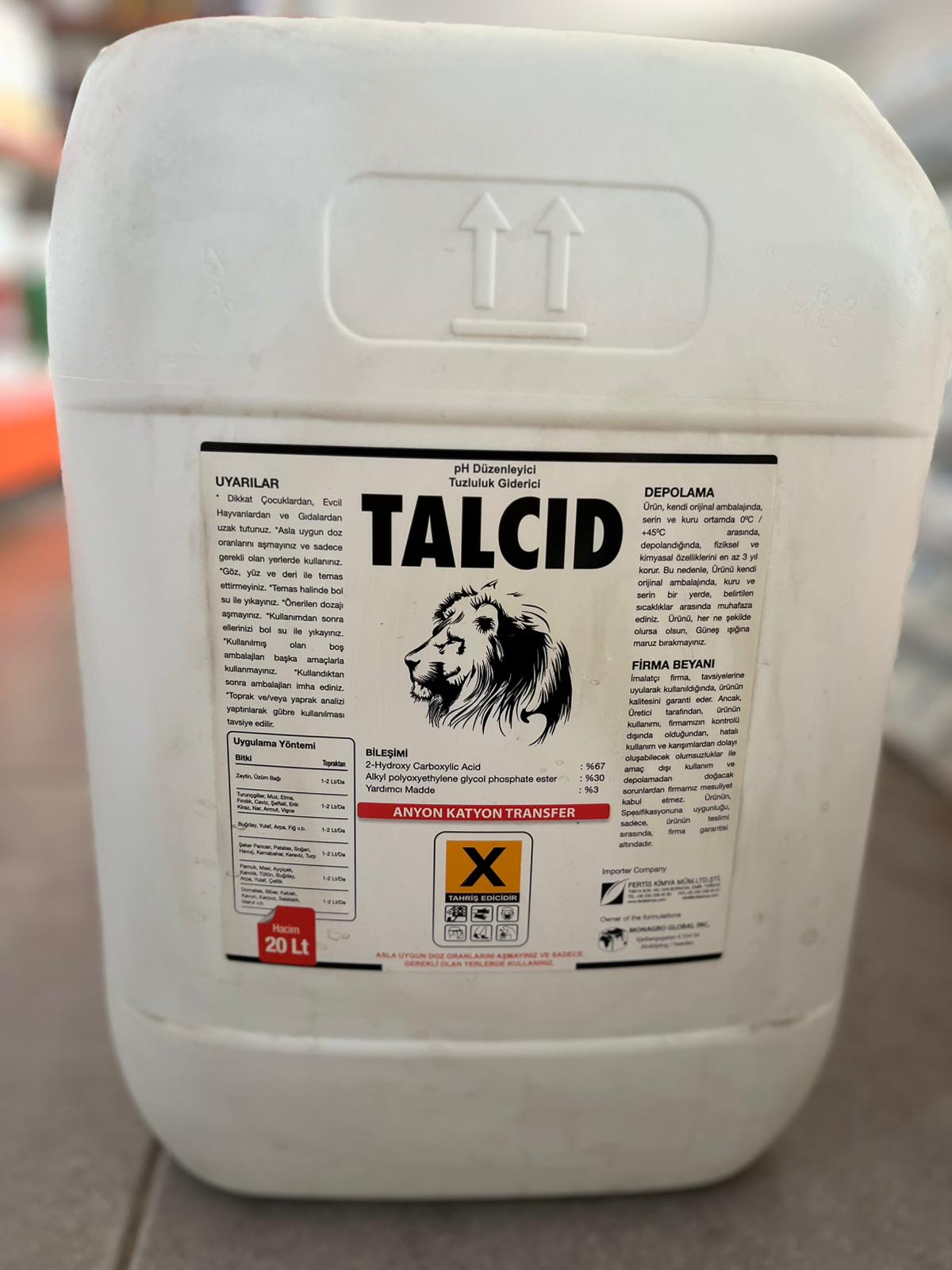Talcid Karboksilik Asit pH Düzenleyici - Düşürücü ve Tuzluluk Giderici 20 Litre