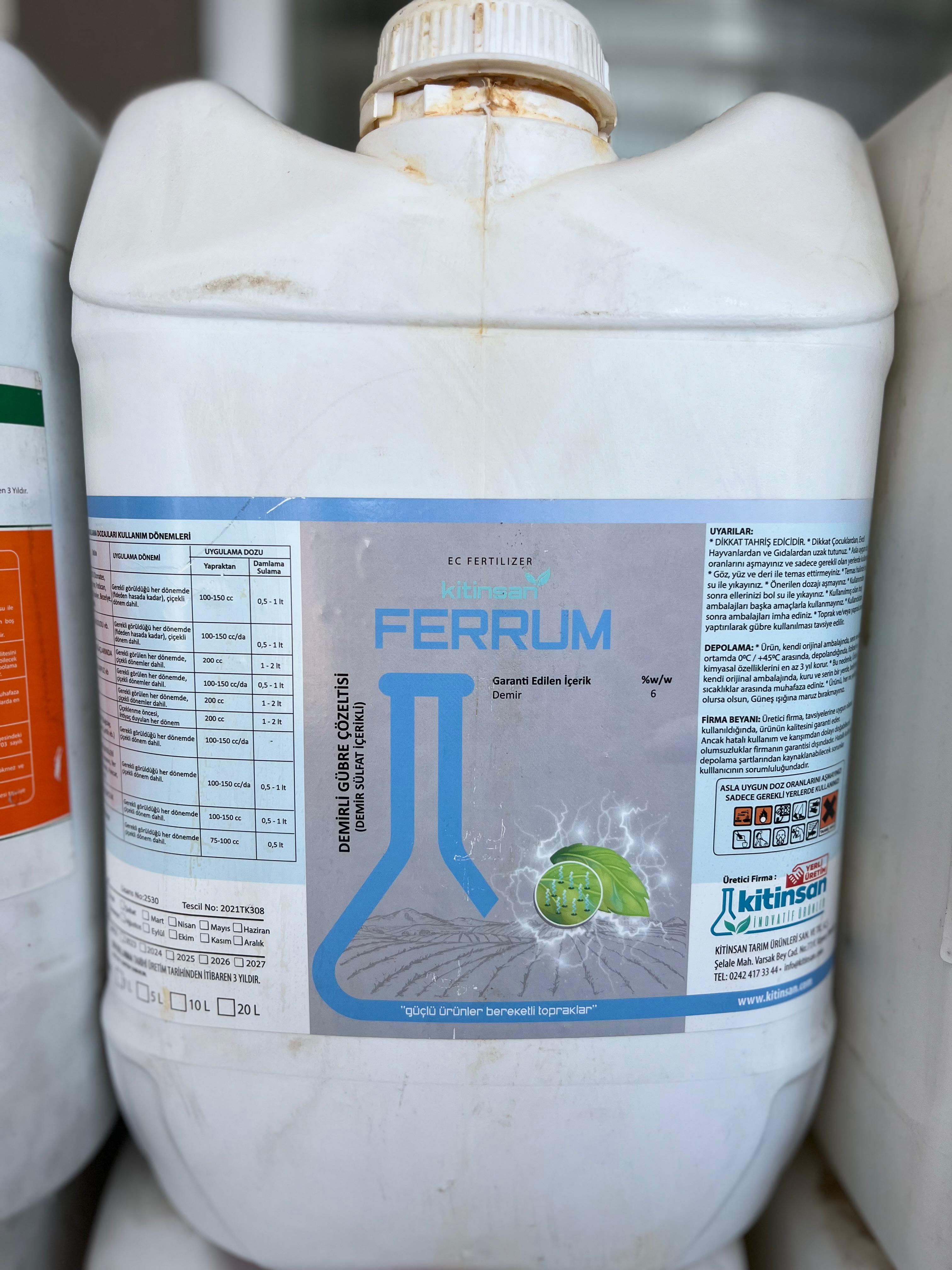 Kitinsan Ferrum Demir içerikli Sıvı Gübre Çözeltisi 20 Litre