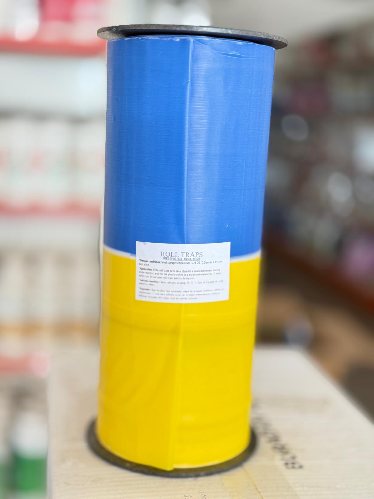 Sarı-Mavi Yapışkan Rulo Tuzak -Sinek-Kelebek-Thrips ve Tuta Tuzağı - 30 Cm X 100 Metre- Çift Taraflı