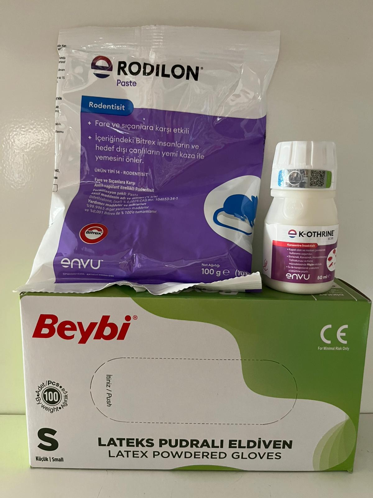 Rodilon Paste Fare Yemi + K-Othrine SC 50 Sinek İlacı + Beybi Small Eldiven 3'lü Avantaj Set