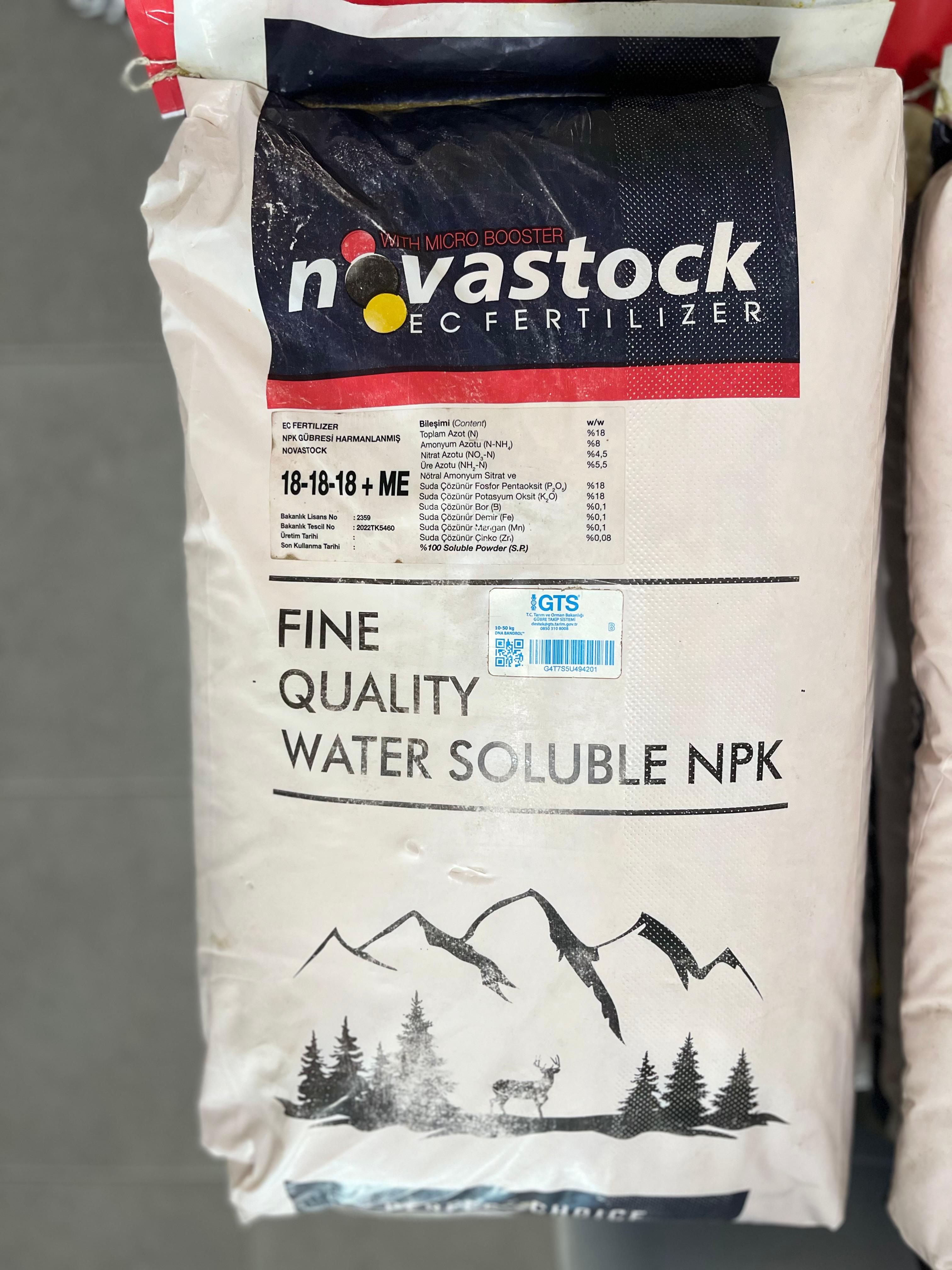 Fertis Novastock 18-18-18+ME Dengeli NPK Gübresi 25 Kg