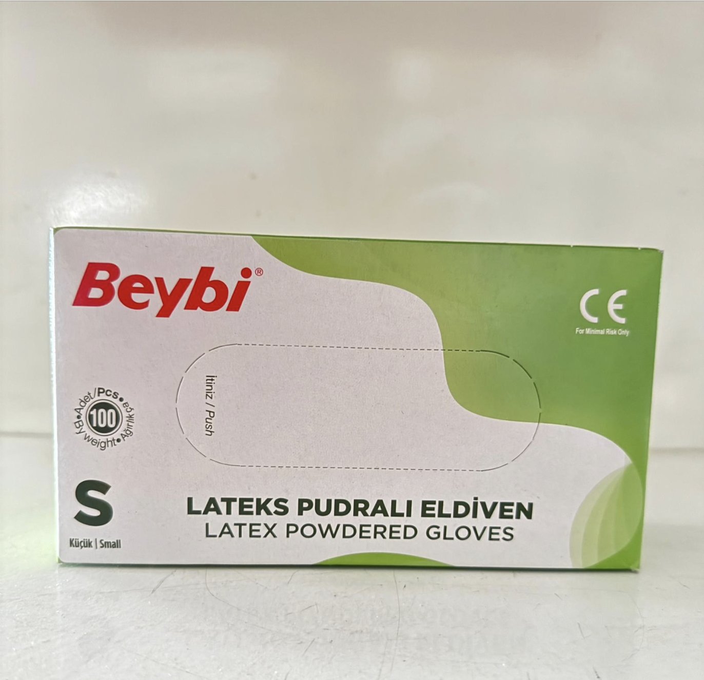 Beybi Lateks Pudralı Tek Kullanımlık Eldiven -Small- 100 Adet