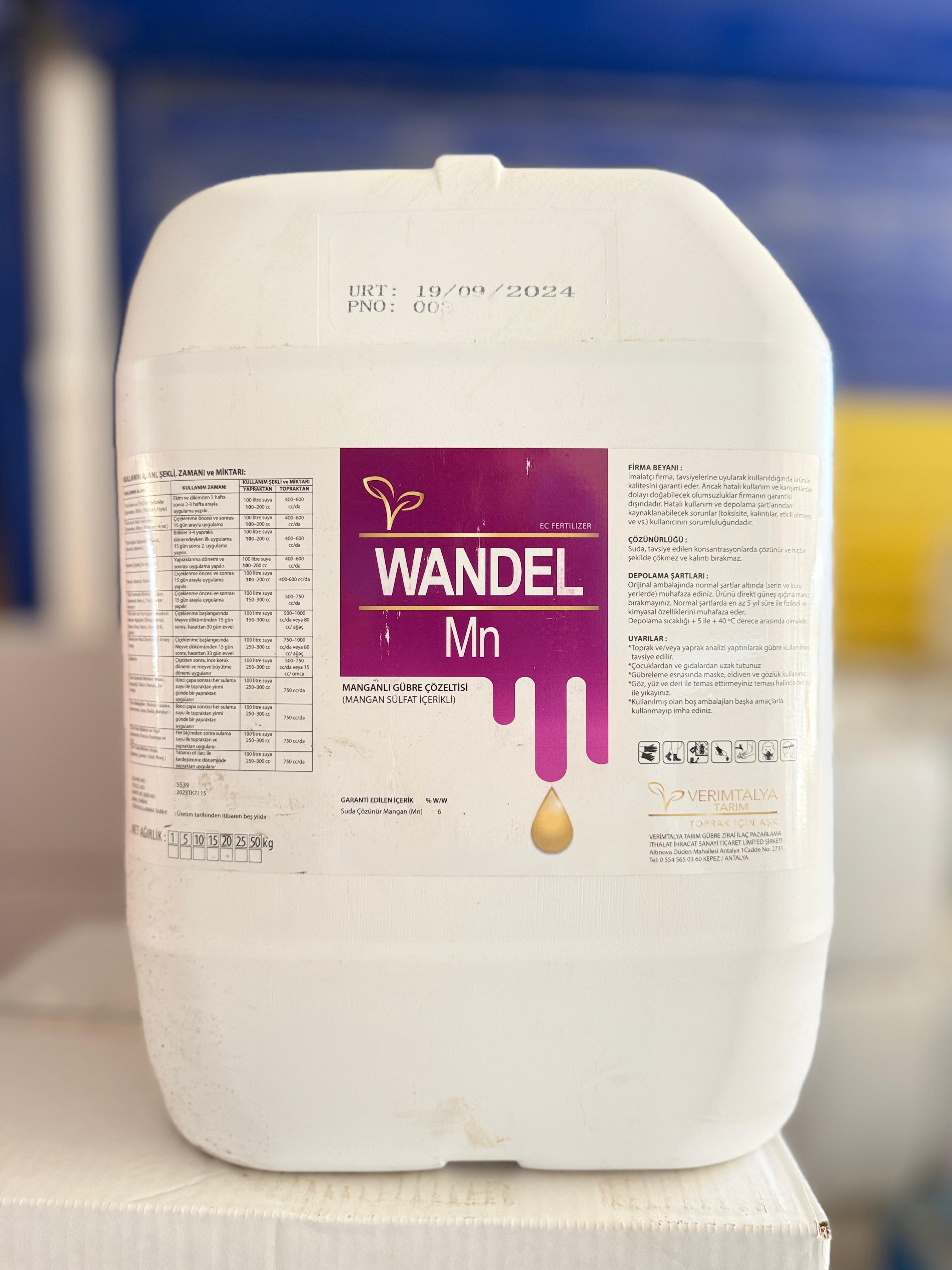 Wandel Mn Sıvı Mangan Sülfat İçerikli Gübre Çözeltisi 20 Litre