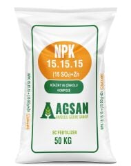 AGSAN Süper 15-15-15 + 15 SO3+Zn Kükürt ve Çinko İçerikli Kompoze Taban Gübresi 1 KG