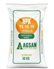 AGSAN Süper 15-15-15 + 15 SO3+Zn Kükürt ve Çinko İçerikli Kompoze Taban Gübresi 3 KG