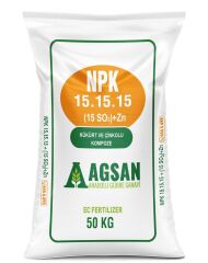 AGSAN Süper 15-15-15 + 15 SO3+Zn Kükürt ve Çinko İçerikli Kompoze Taban Gübresi 50 KG
