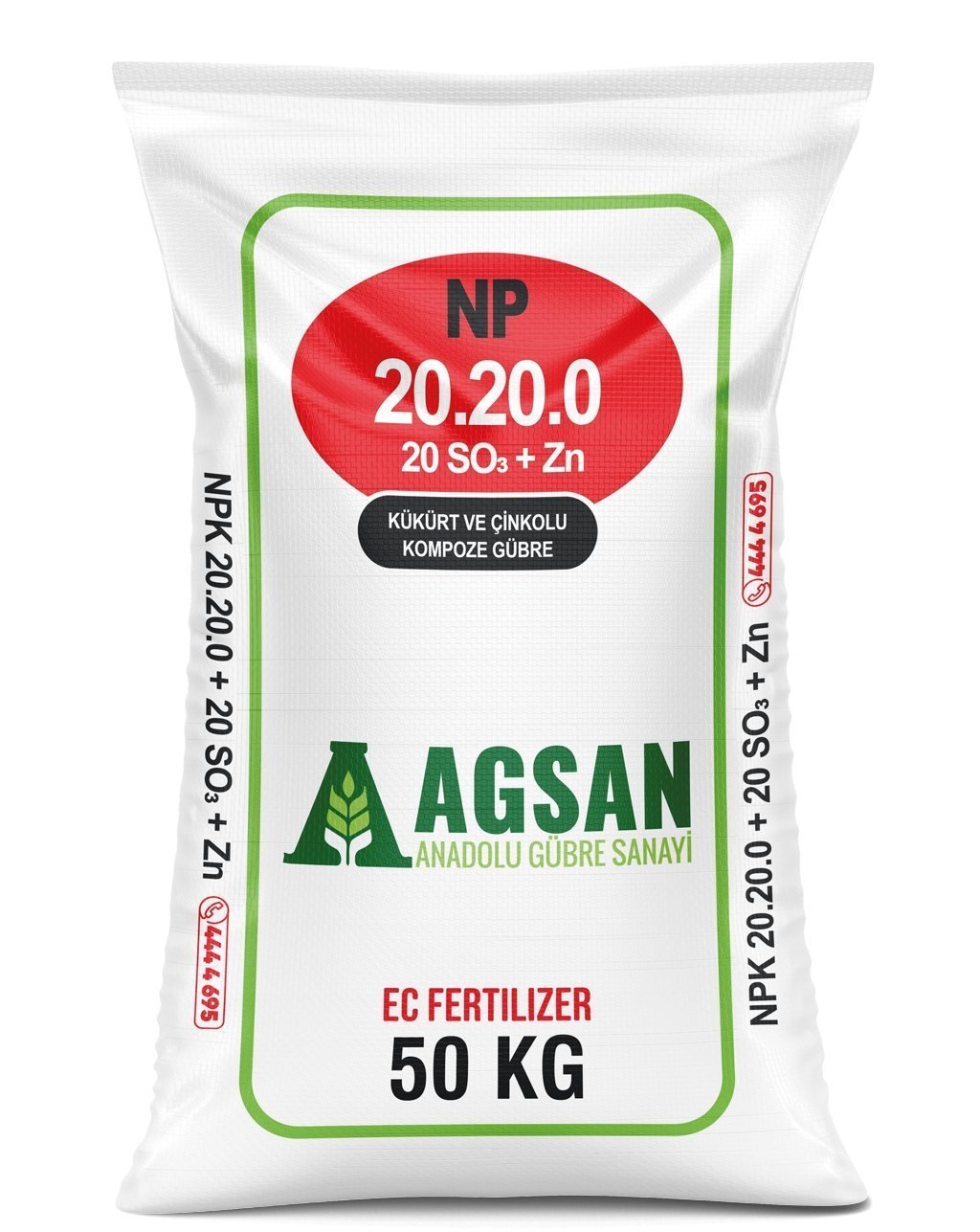 AGSAN Süper 20-20-0 + 20 SO3 + Zn Kükürt ve Çinko İçerikli Kompoze Taban Gübresi 5 KG