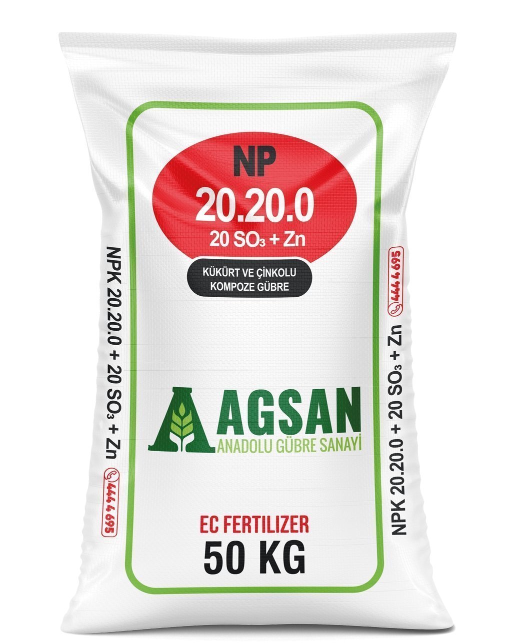 AGSAN Süper 20-20-0 + 20 SO3 + Zn Kükürt ve Çinko İçerikli Kompoze Taban Gübresi 50 KG