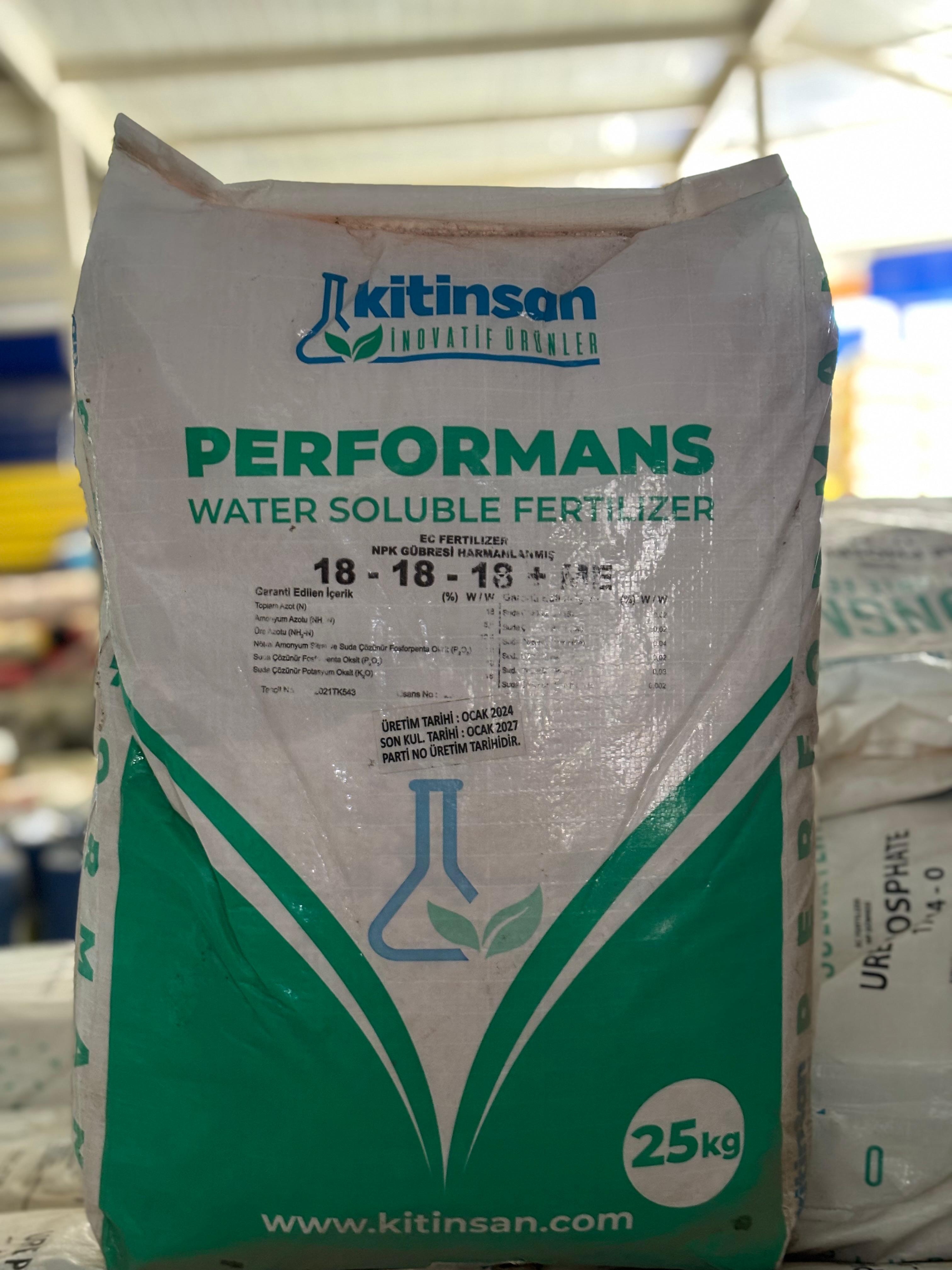 Kitinsan Performance 18-18-18 + ME NPK Gübresi 25 KG