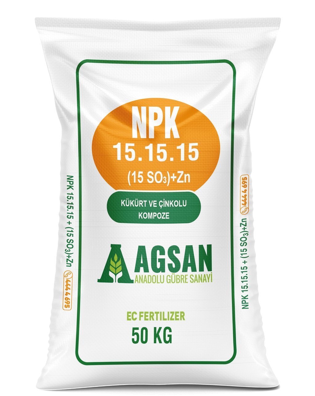 AGSAN Süper 15-15-15 + 15 SO3+Zn Kükürt ve Çinko İçerikli Kompoze Taban Gübresi 15 KG