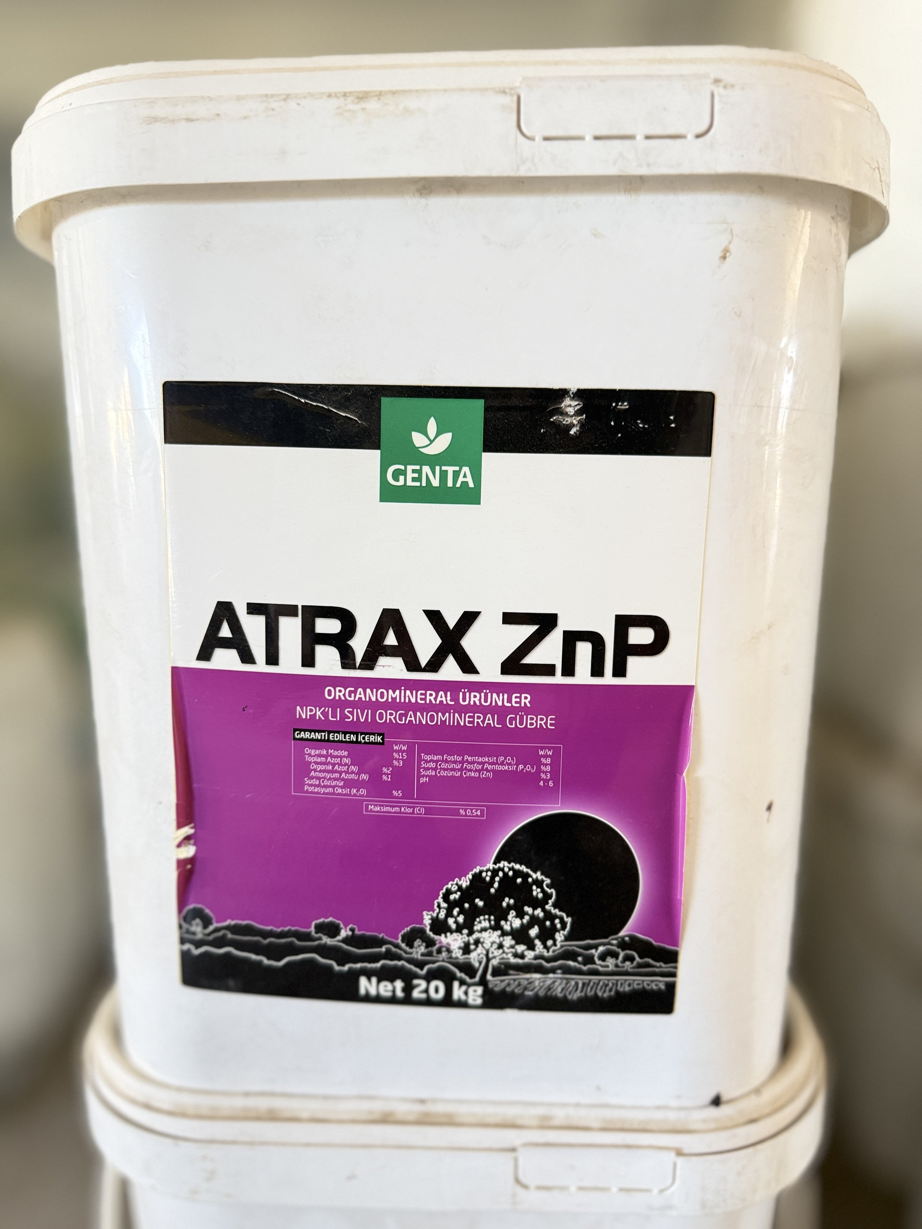 Genta Atrax ZnP Çinko ve Fosfor içerikli Sıvı Organomineral Gübre 20 KG