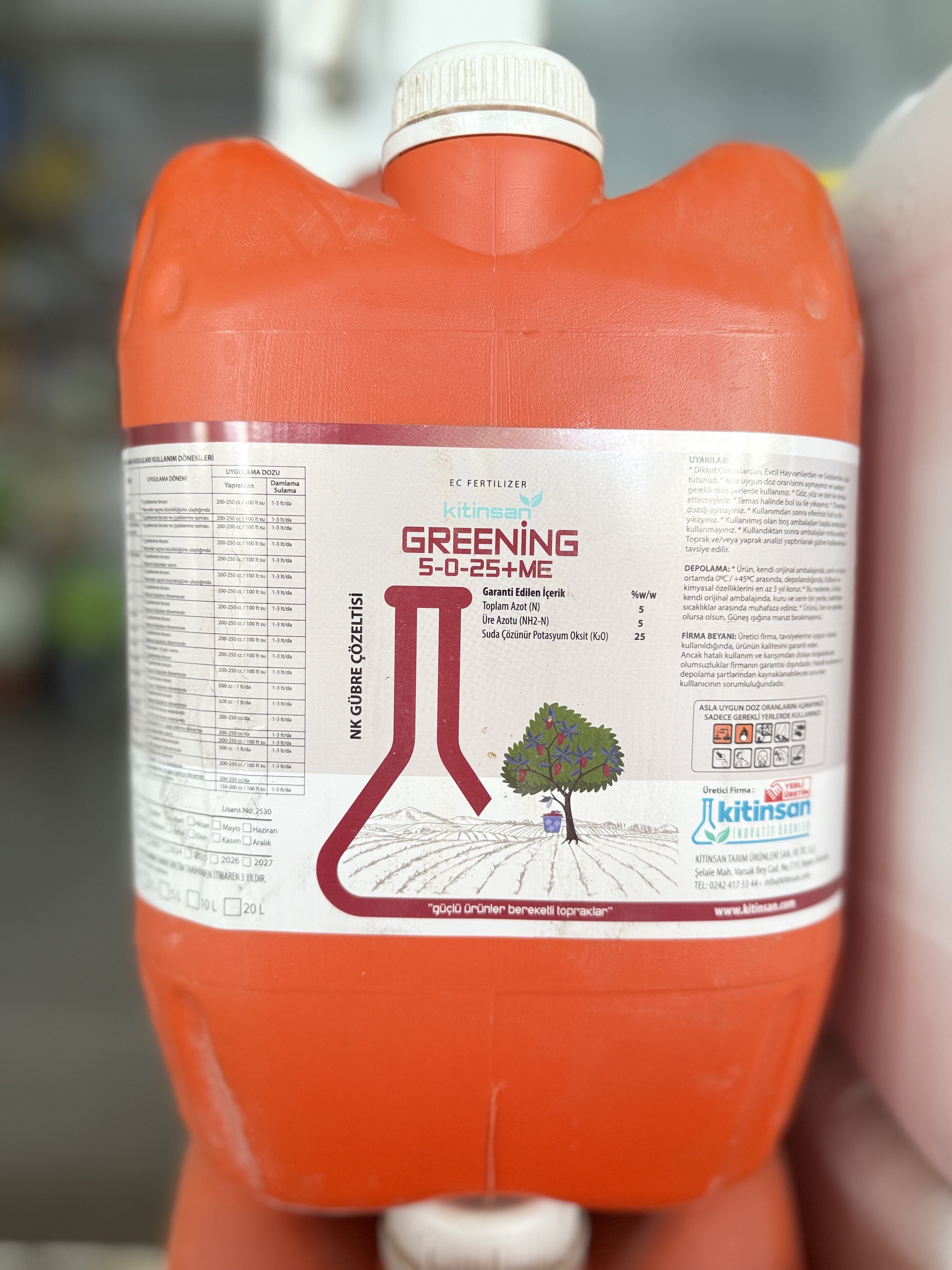Kitinsan Greening 5-0-25 + ME Sıvı Meyve İritici Gübre 20 Litre