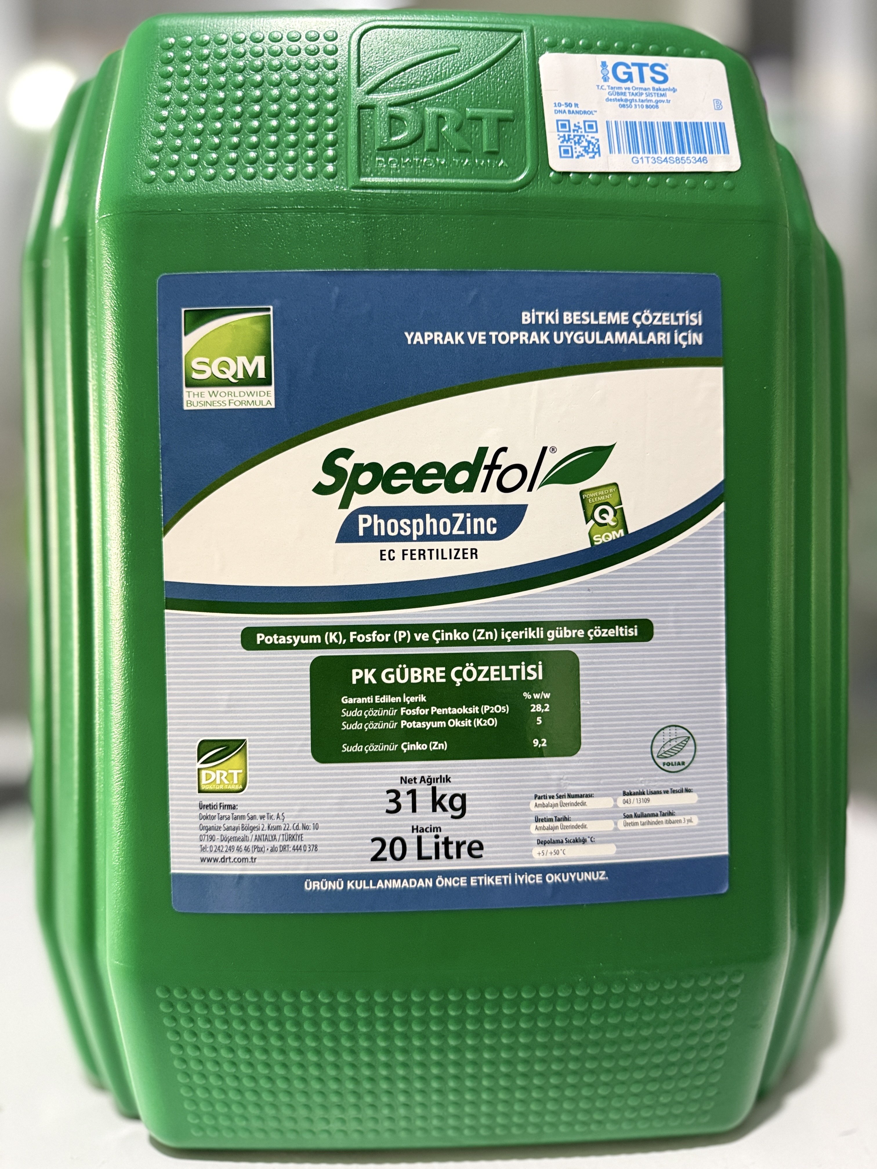 Doktor Tarsa Speedfol PhosphoZinc Fosfor Çinko Sıvı Gübre – Çiçek ve Meyve Tutumu | 20 Litre