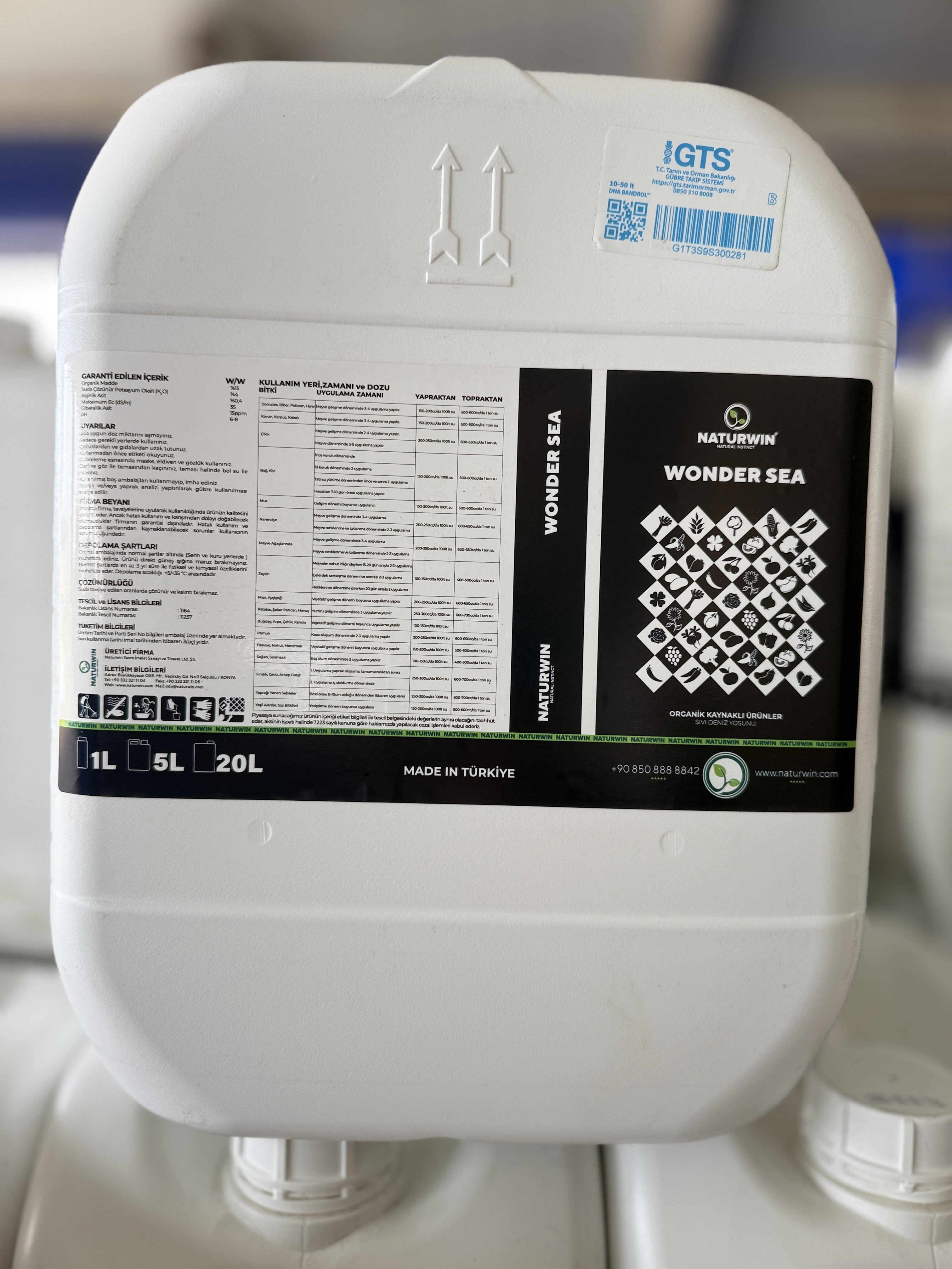 Naturwin Wonder Sea Organik Sıvı Deniz Yosunu Gübre – Bitki Gelişim Destekleyici | 20 Litre
