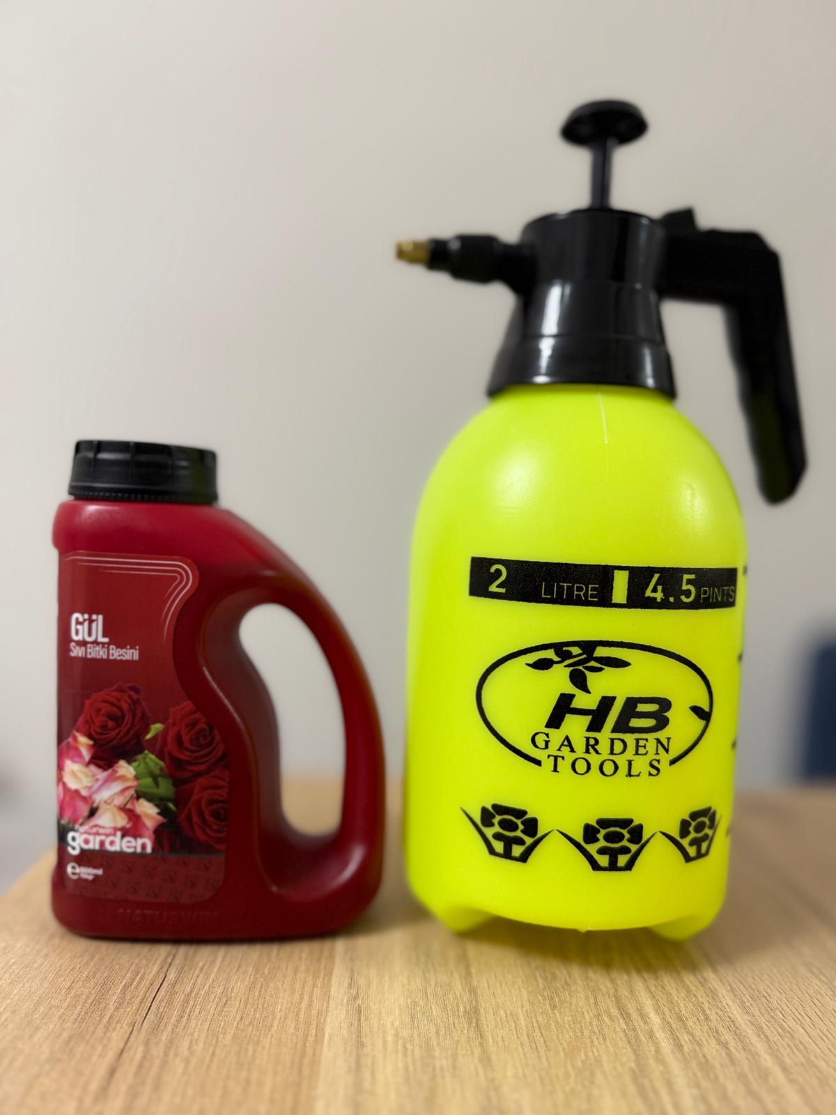 Akan Tarım Gül Bitki Bakım Seti | Naturwin Gül Sıvı Bitki Besini + 2 Lt Sprey