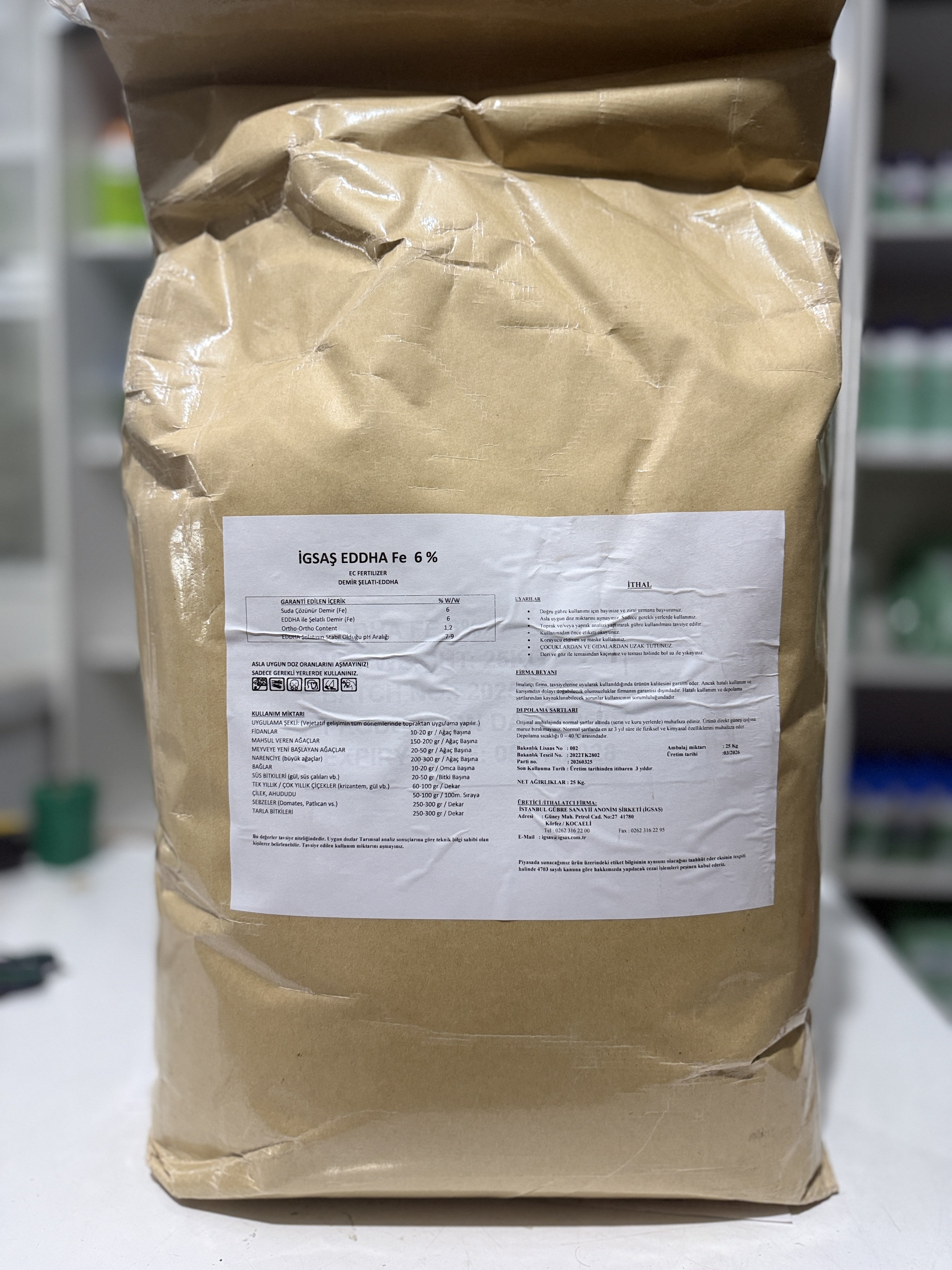 İgsaş 25 KG Demir Şelatı %6 EDDHA Gübre – Demir Eksikliğine Karşı Şelatlı Demir | KG