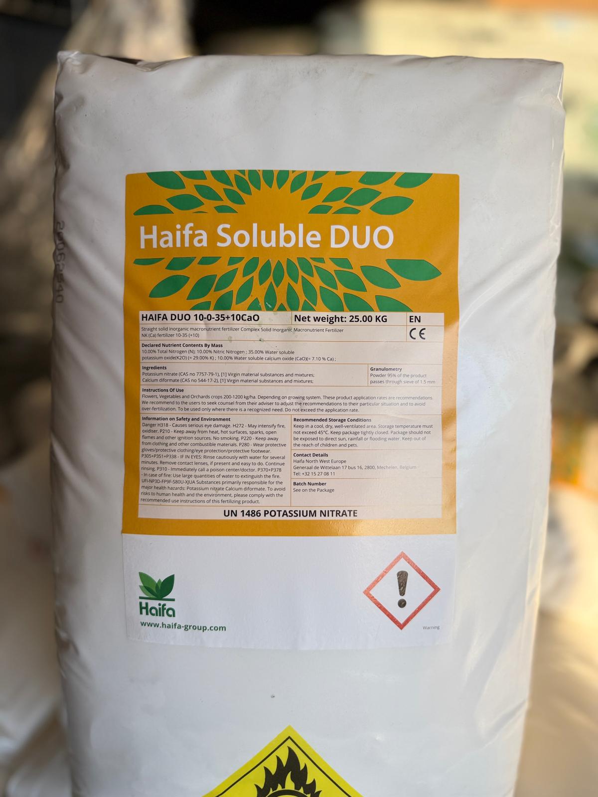 Haifa DUO 10-0-35 + 10CaO Kalsiyumlu Potasyum Nitrat Gübre 25 KG
