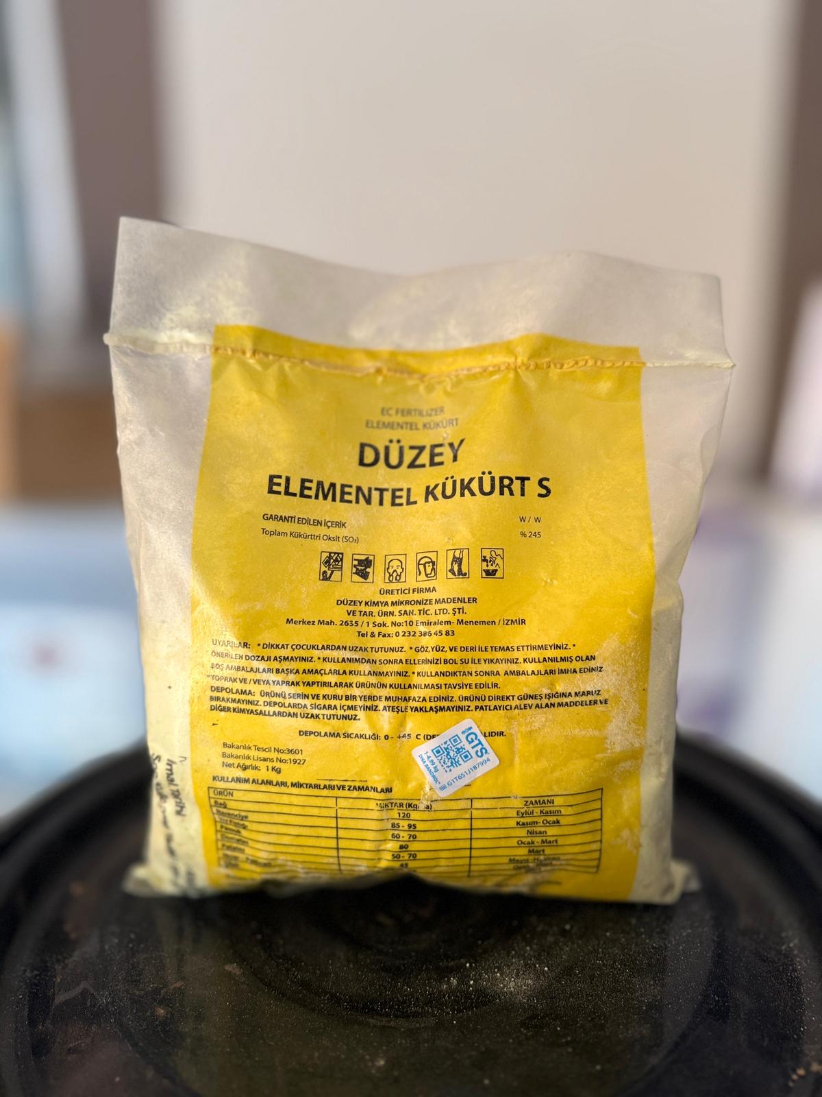 Düzey Elemental Toz Kükürt Orjinal Paketli Ambalaj 1 KG