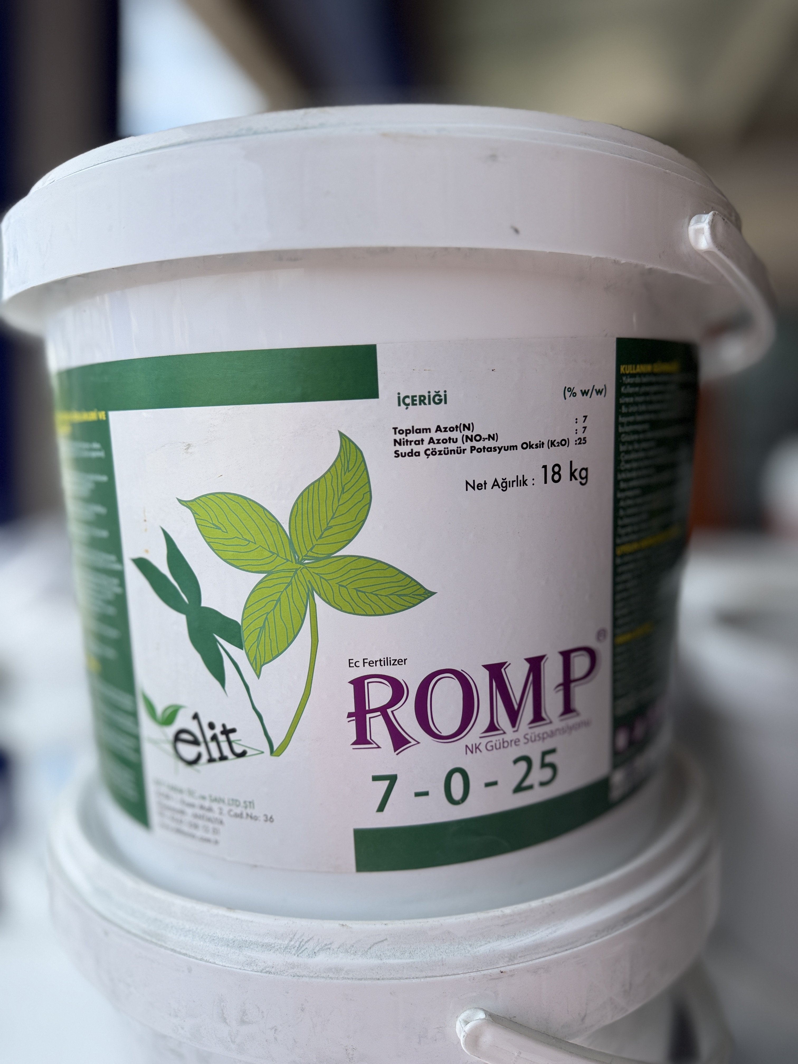 Elit ROMP 7-0-25 Jel Gübre – Meyve Şişirme ve Kalite Artırıcı NK Gübre | 18 KG
