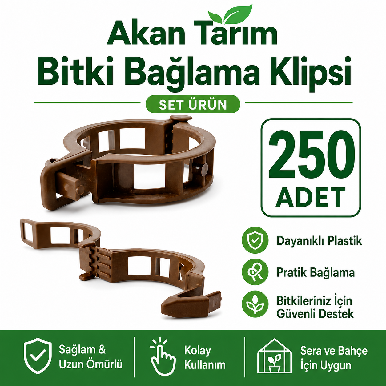 Akan Tarım Bitki ve Fide Bağlama Sabitleme Klipsi 250 Adet