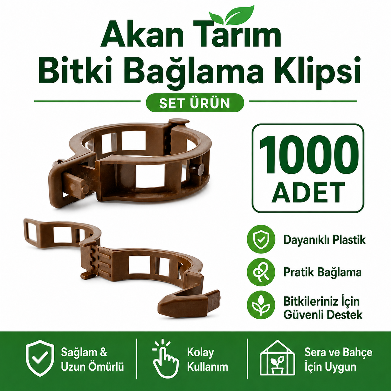 Akan Tarım Bitki ve Fide Bağlama Sabitleme Klipsi 1000 Adet