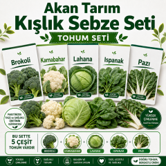 Akan Tarım Kışlık Sebze Tohumu Seti - Brokoli Karnabahar Lahana Ispanak Pazı