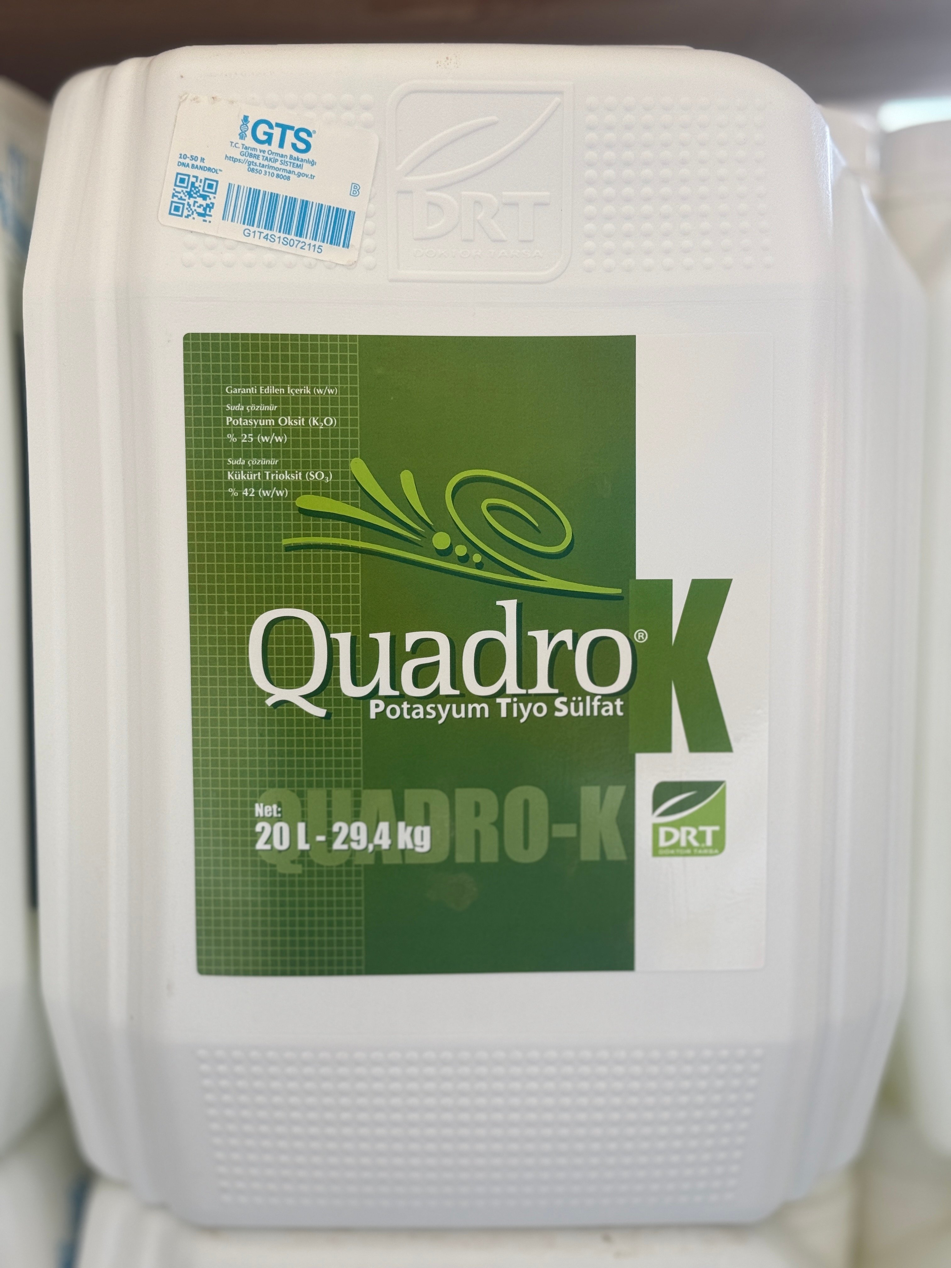 Doktor Tarsa Quadro K Potasyum Tiyo Sülfat içerikli Sıvı Gübre(KTS) 20 Lt