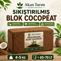 Akan Tarım Cocopeat İthal Hindistan Cevizi Torfu 4-5 KG ≈ 65-70 LT